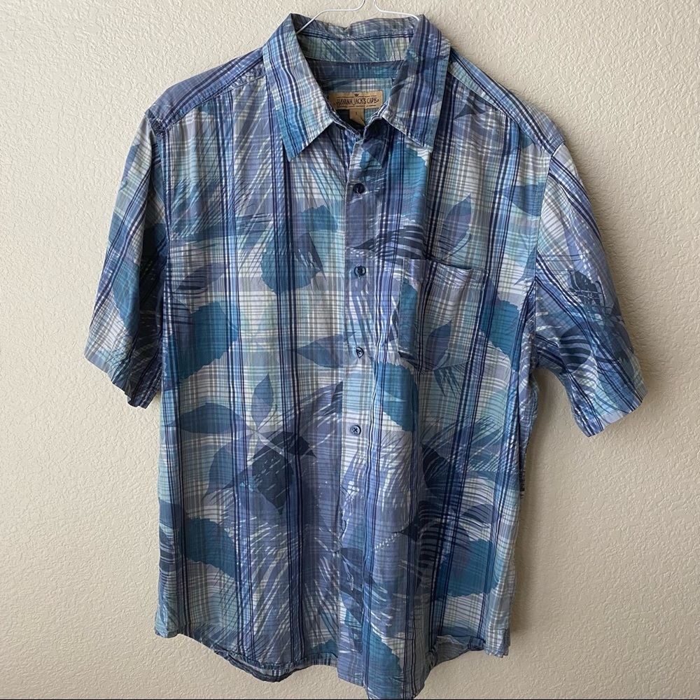 Havana Jacks Cafe Hawaiian Short Sleeve Button Front Mens Shirt Size Large